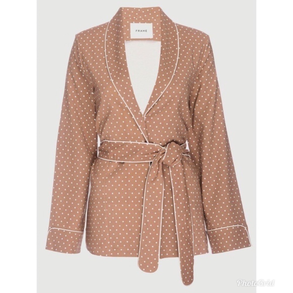 Frame Smoking Jacket in Polka Dot Almondine Multi